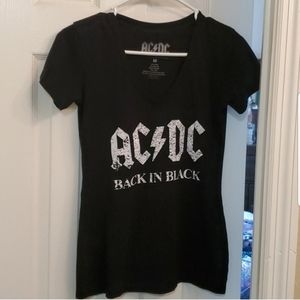 Retro AC⚡DC Women's Black Short Sleeve Tee - Never Worn